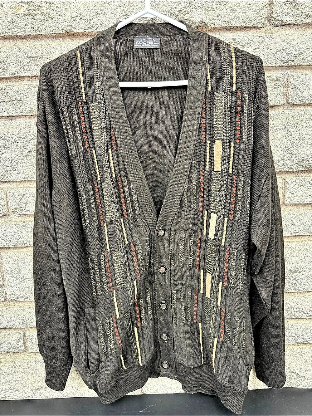 Vintage Cooper Men's Patterned Cardigan in Brown